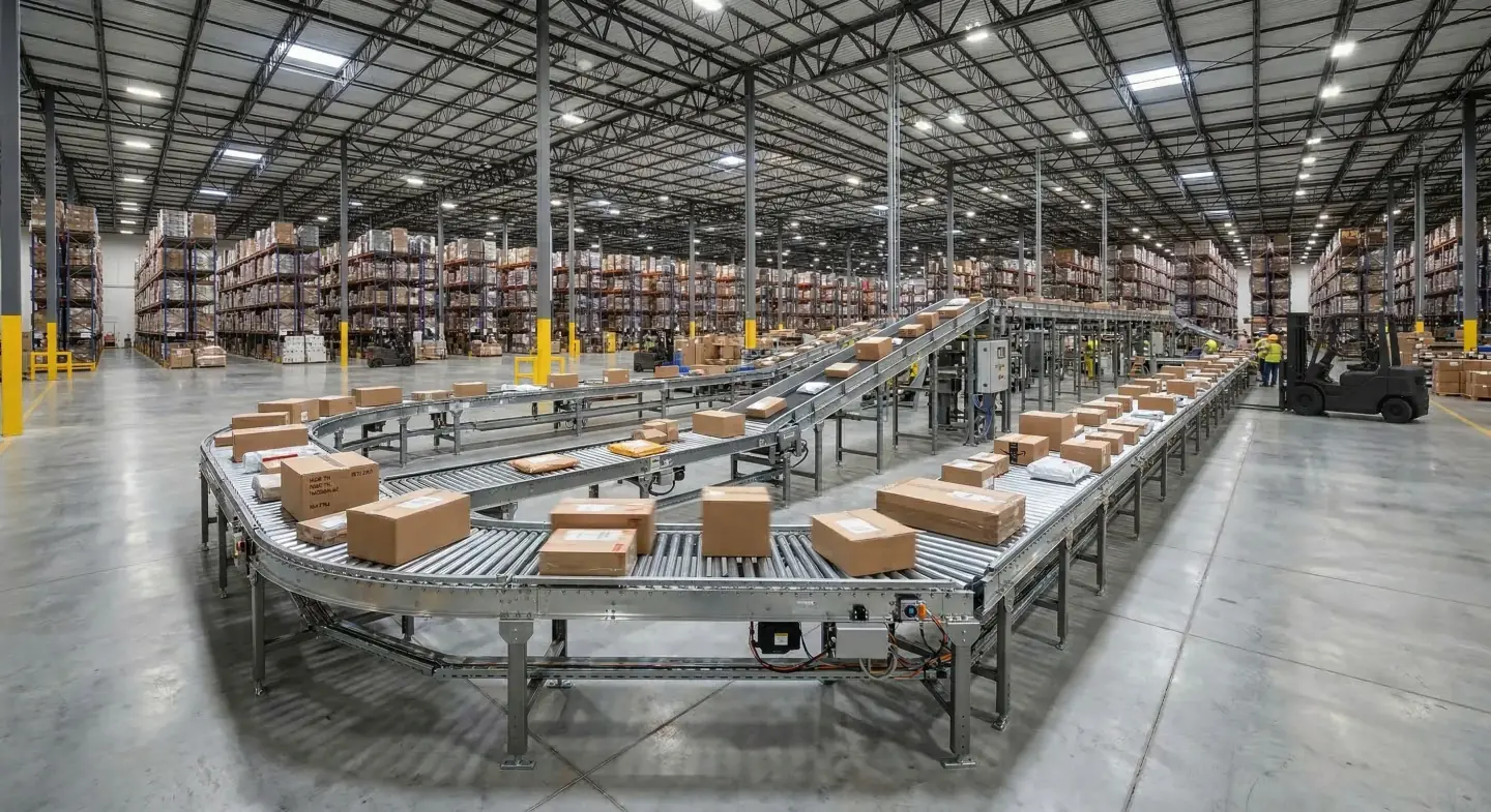Roller conveyor line supplied for a Dulles corridor warehouse