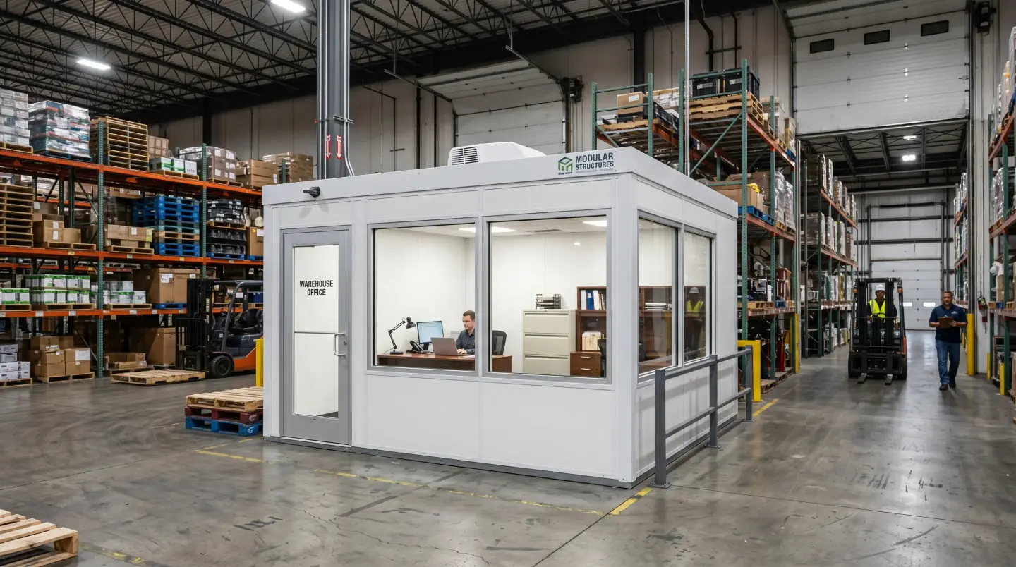 In-plant modular office system installed inside a Dulles corridor warehouse
